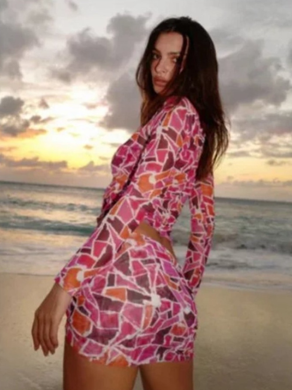 iNAMORATA Pink Mosaic Skirt Swim Coverup